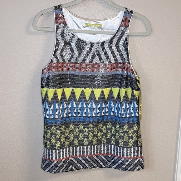 Gianni Bini Tops - Gianni Bini, Colorful Sequins Sleeveless Blouse for Women, Boho Pattern, Size S
